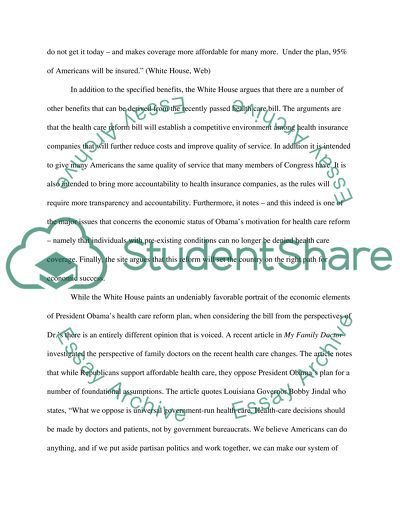 Describe three economic issues concerning President Obamas Health Care Plan