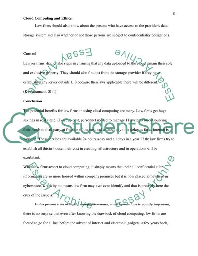 Cloud Computing and Ethics