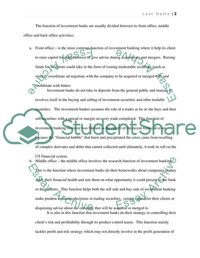 Investment banks essay picture