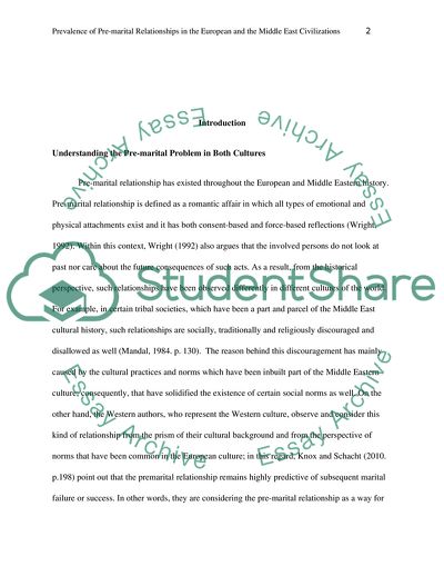 Prevalence of Pre-marital Relationships in the European and the Middle East Civilizations