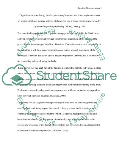 Cognitive Neuropsychology