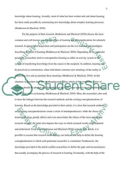 Research Methods and Learning: Conceptualizing the Difference