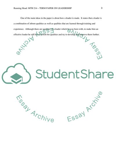 Term Paper on Leadership