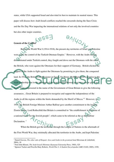 Arab-Israeli Conflict and its impacts on International relations