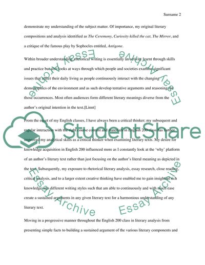 Understanding of English 200 course