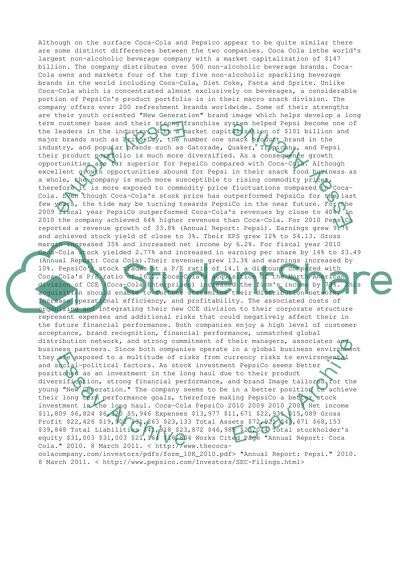 Which company is better to invest in, Coke or Pepsi