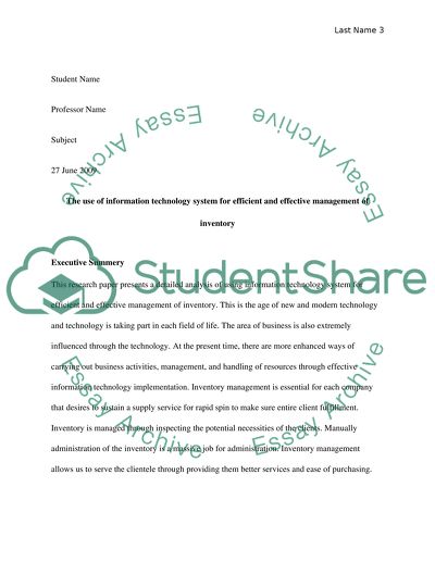 Information Technology System in Inventory Management