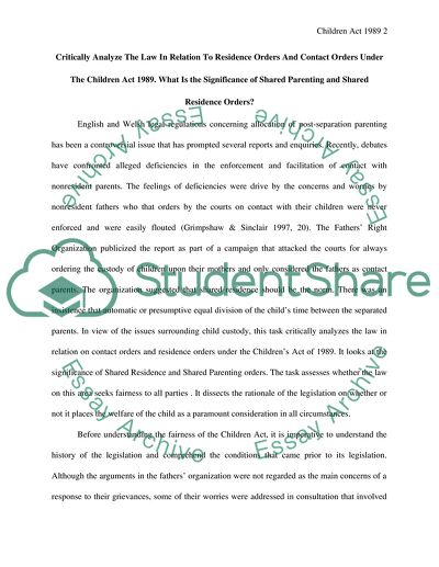 What Is the Significance of Shared Parenting and Shared Residence Orders