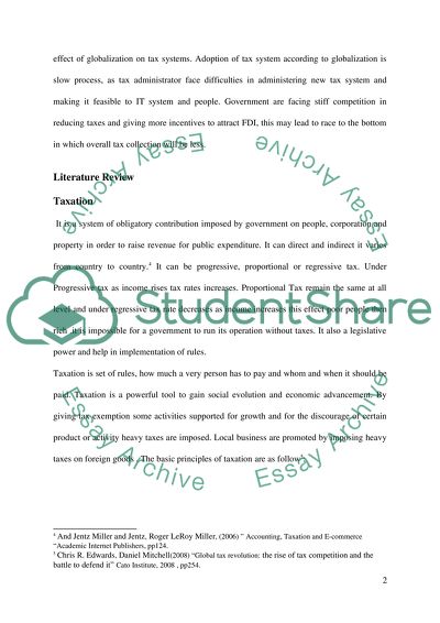 The Role of Taxation Policies under Globalisation and Trade