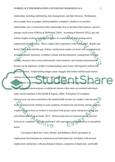 Workplace Discrimination - Counseling Homosexuals