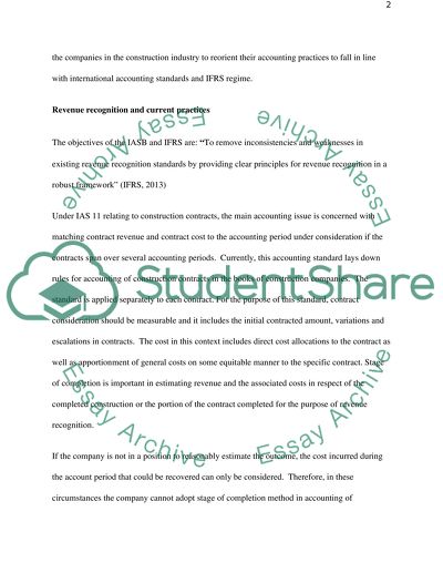 International Accounting Standards: Revenue Recognition in construction Industry