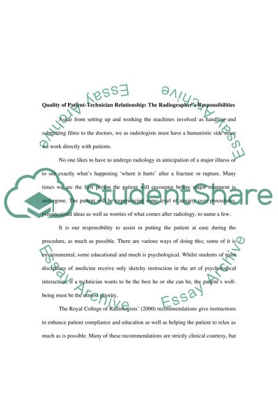 Medical Technology and Methodology: Putting the Radiography Patient at Ease