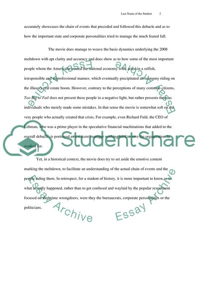 Movie response paper