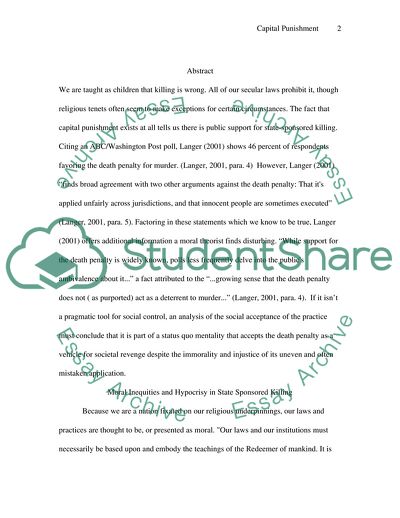 Capital Punishment - a Question of Morality