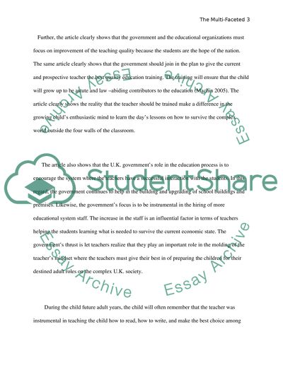 The Multi-faceted Role of the Teacher