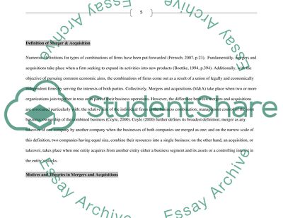 Motives and Theories in Mergers and Acquisitions