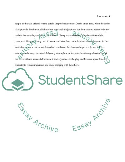 The Amen Corner (response paper)