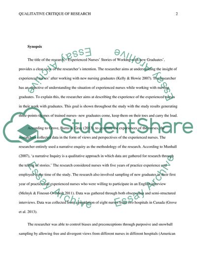 Assignment III: Qualitative: Critique of Research