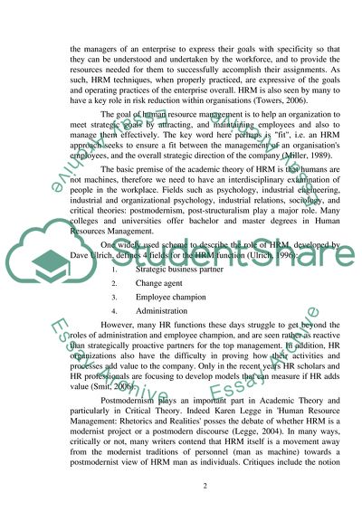 The Relationship Between Human Resources Management and Trade Unions