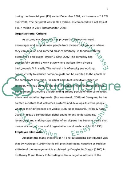 Genzyme - Giving a New Meaning to HRM