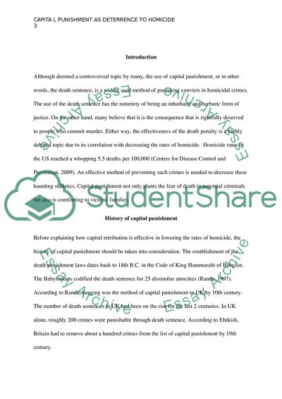 Capital Punishment as Deterrence to Homicide
