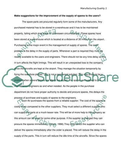 Toon Air Manfacturing Quality System