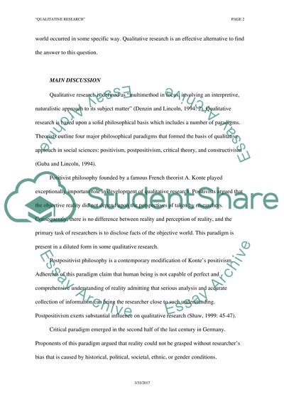 Qualitative Method of Social Science Research