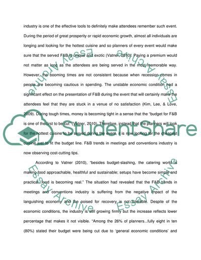 For Trade Press: how the economy affects F&B trends in Meetings and Conventions industry