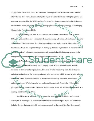 Duchamp, Segal, Rauschenberg, Warhol, Oldenburg, Lichtenstein