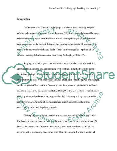 Error Correction in Language Teaching and Learning