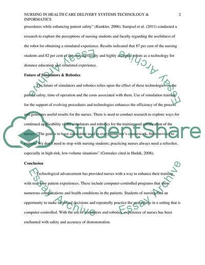 Nursing in Health Care Delivery Systems Technology & Informatics