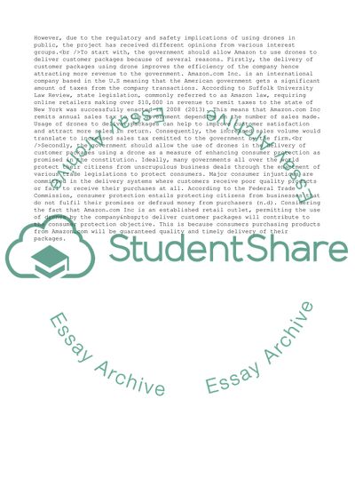 Should Government Allow Amazon the Use of Drones for Package Delivery