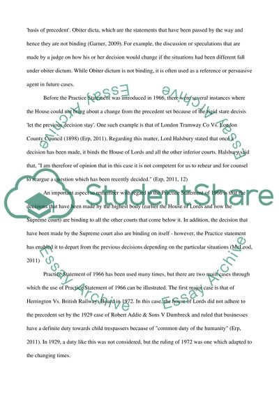 The Use of Practice Statement 1966 and the House of Lords