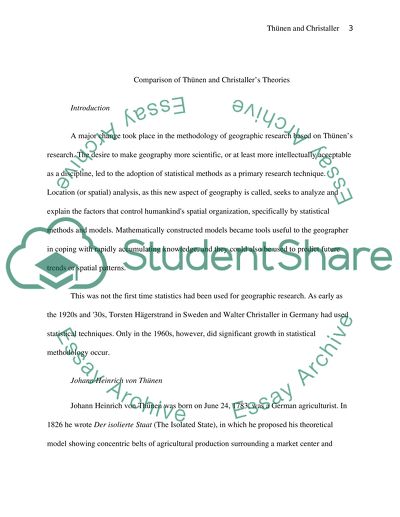 Compair the thnen and christaller theory