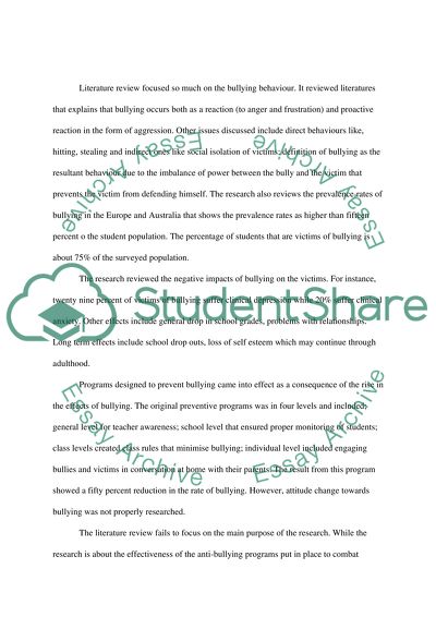 Evaluating the Effectiveness of a Bullying Prevention Program