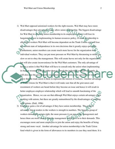 Wal-Mart and Union Membership