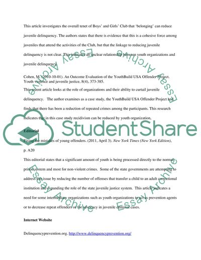 Reducing Juvenile Deliquency