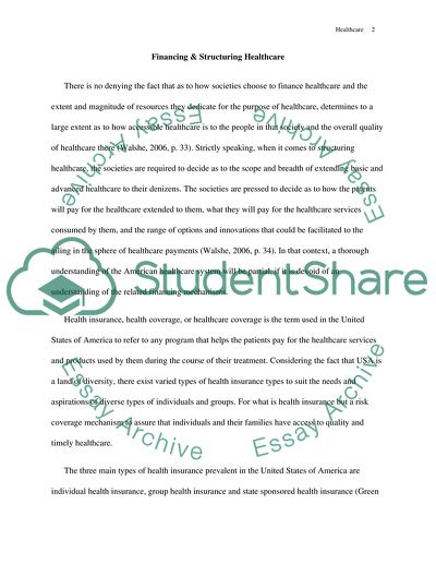 Financing and Structuring Health care