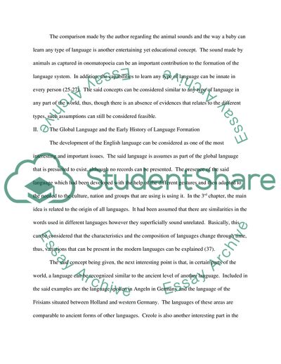 The Coverage, Description and Origin of English