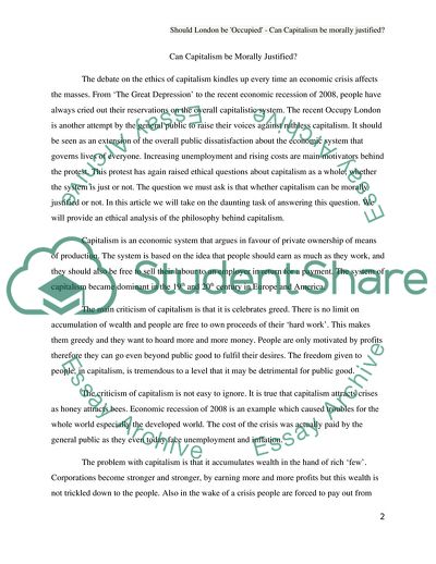 Critical Evaluation of the Ethical Underpinnings of Capitalism