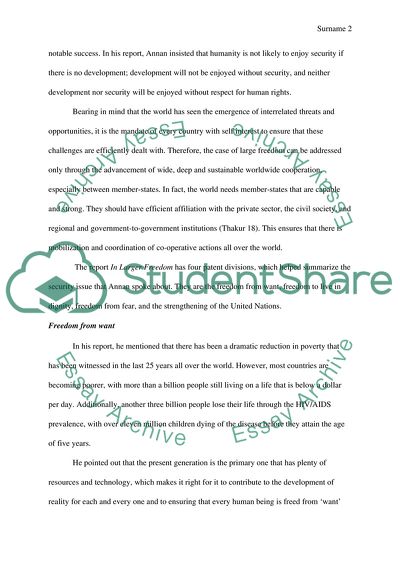 How does Kofi Anan Define Security In His 2005 Report In Larger Freedom