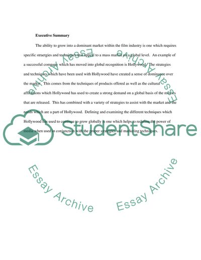 Hollywoods Dominance in the Global Market: Strategies and Approaches to Growth