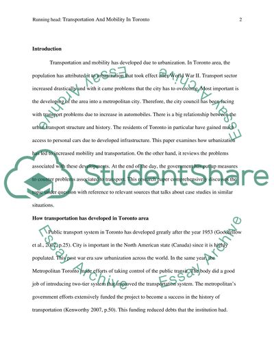 Public Transport System in Toronto