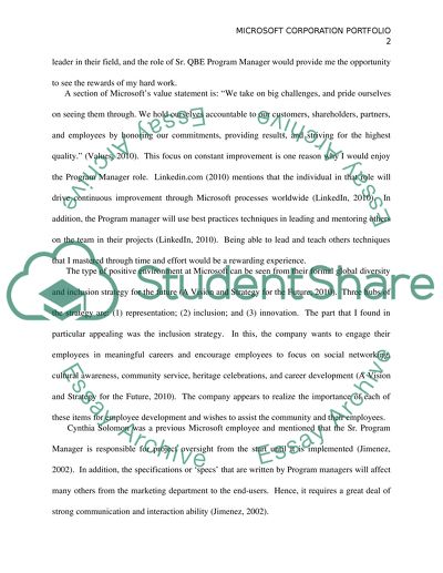 Management Portfolio of Microsoft Corporation