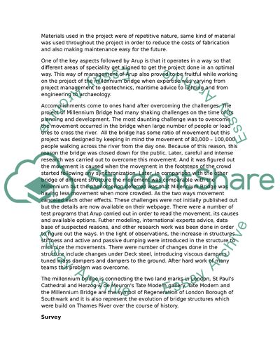 Planning and Development of the Project of Millennium Bridge