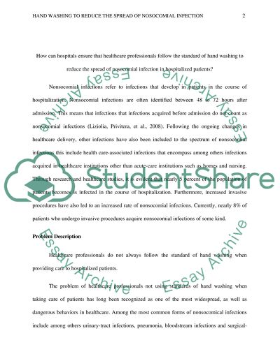 Hand Washing to Reduce the Spread of Nosocomial Infection