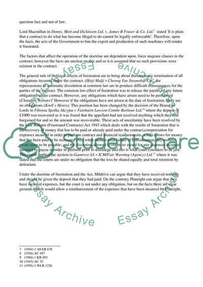 The Doctrine of Frustration and the Issue of Occupiers Liability