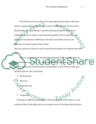 Postoperation Managemnet Case Study