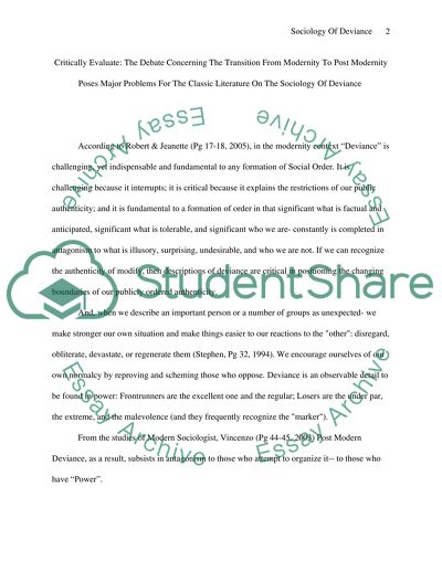 Debate Concerning the Transition from Modernity to Post Modernity