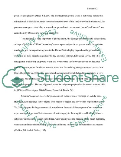 Promoting a Sustainable Ground Water Supply